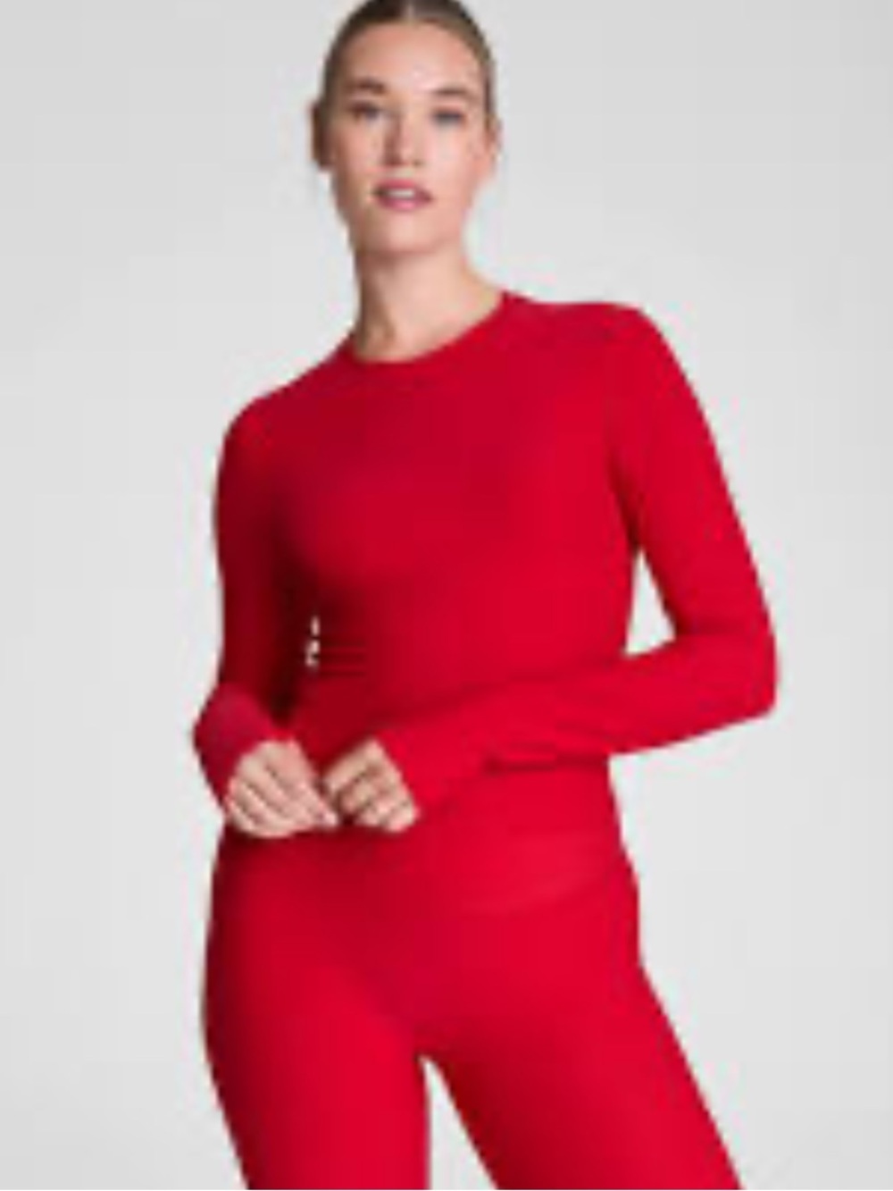 NWOT SPANX Red Crewneck Long Sleeve Top